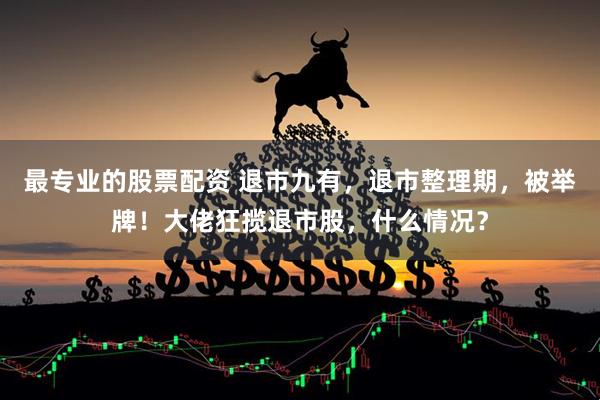 最专业的股票配资 退市九有，退市整理期，被举牌！大佬狂揽退市股，什么情况？